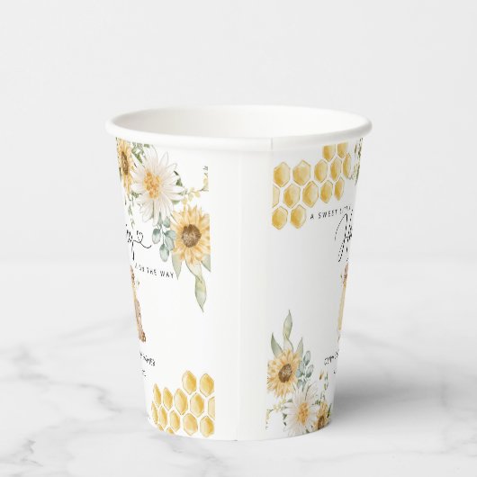 甘い小さな蜂蜜ひまわり赤ちゃんシャワー 紙コップ (右)