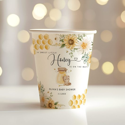 甘い小さな蜂蜜ひまわり赤ちゃんシャワー 紙コップ