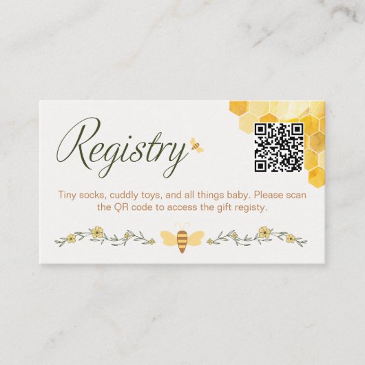 甘い小さな蜂蜜ビーは途中のギフトレジストリ エンクロージャーカード (正面)