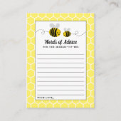 甘い小さな蜂蜜ビーベイビーシャワー アドバイスカード (正面)