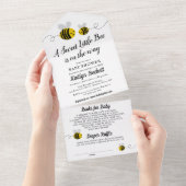 甘い小さな蜂蜜ビーベイビーシャワー オールインワン招待状 (貼ってはがせる)