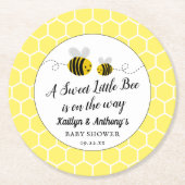 甘い小さな蜂蜜ビーベイビーシャワー ラウンドペーパーコースター (正面)