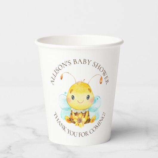 甘い小さな蜂蜜ビー赤ちゃんシャワーありがとうクラス 紙コップ (裏面)