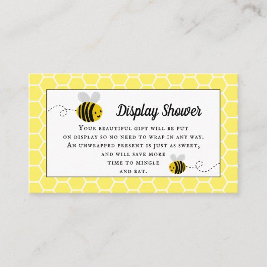 甘い小さな蜂蜜ビー赤ちゃんシャワー表示シャワー エンクロージャーカード (正面)