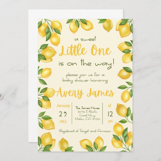 甘い小さな赤ちゃんシャワー招待状 招待状 (正面/裏面)