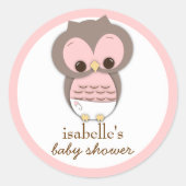 甘い小さな赤ちゃん女の子フクロウの好意ステッカー ラウンドシール (正面)