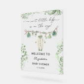 甘い小さな赤ちゃん服の赤ちゃんシャワーへようこそ アクリルサイン (傾斜)