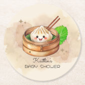 甘い小さな餃子Kwaiテーマベビーシャワー ラウンドペーパーコースター (正面)