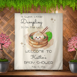 甘い小さな餃子Kwai赤ちゃんシャワーの背景 タペストリー