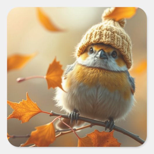 甘い小さな鳥の正方形のシール スクエアシール (正面)