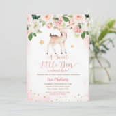 甘い小さな鹿ピンクの花の赤ちゃんシャワー 招待状 (スタンド正面)