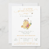 甘い小さな1ひまわり蜂蜜ビー赤ちゃんシャワー 招待状 (正面)