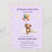 甘い小さな1オンザウェイラベンダーベビーシャワー 招待状 (正面/裏面)