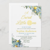 甘い小さなLimon赤ちゃんシャワーの途中にある 招待状 (正面/裏面)