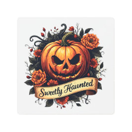 甘い幽霊のよく出るヴィンテージ | フローラハロウィーン メタルプリント