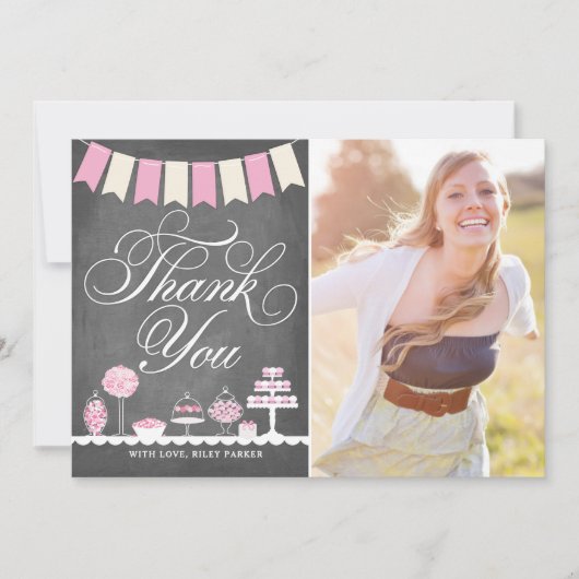 甘い御馳走は写真との感謝していしています サンキューカード (正面)