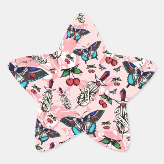 甘い復讐、古い学校のタトゥースケッチパターン。 星シール (正面)