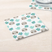 甘い怠惰の花柄パターン スクエアペーパーコースター (アングル)