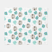 甘い怠惰の花柄パターン フリースブランケット (正面(横))