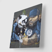 甘い悲しいパンダが相棒を見つけた スクエア壁時計 (傾斜)
