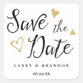 甘い愛の日付を保存するパーソナライズされたシール スクエアシール (正面)