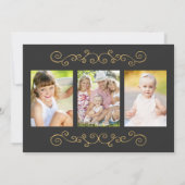 甘い愛エレガント金ゴールド型クリスマスフォトブラック シーズンカード (裏面)