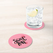 甘い愛バレンタインのタイポグラフィ|のペーパーコースター ラウンドペーパーコースター (インサイチュ)