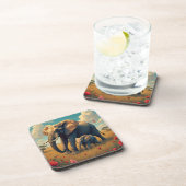 甘い感傷的なママとベビー象 コースター (右側)