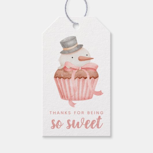 甘い感謝してい雪だるまギフトのラベル ギフトタグ (正面)