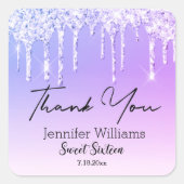 甘い感謝してい16紫の滴下グリッターシック スクエアシール (正面)