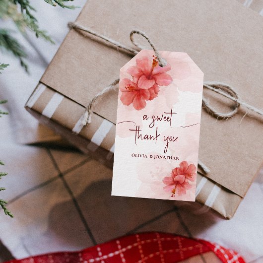 甘い感謝の水の色の花結婚の ギフトタグ