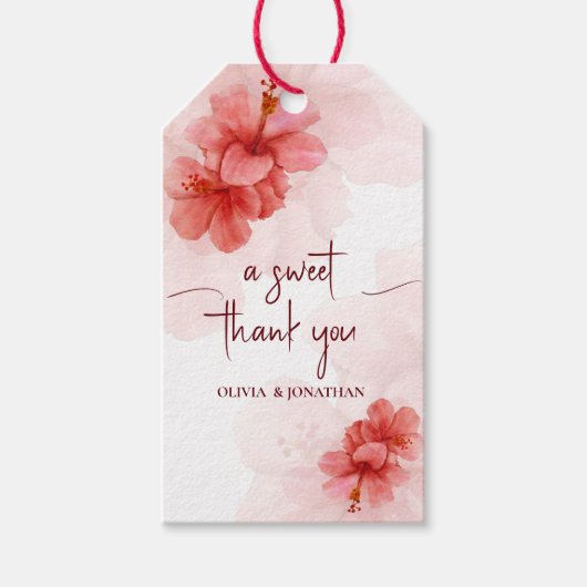 甘い感謝の水の色の花結婚の ギフトタグ (正面)