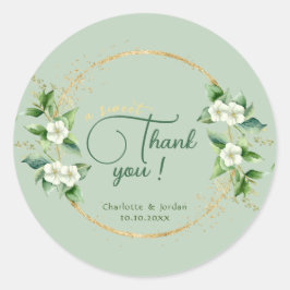 甘い感謝の金ゴールド緑のユーカリ結婚プス ラウンドシール