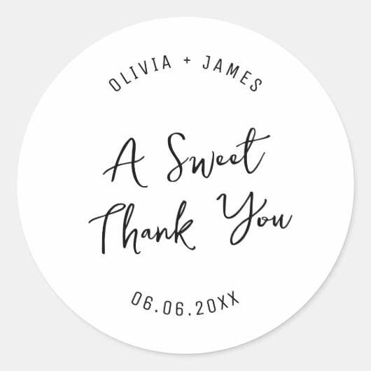 甘い感謝ユースタイリッシュ結婚式の引き出物 ラウンドシール (正面)