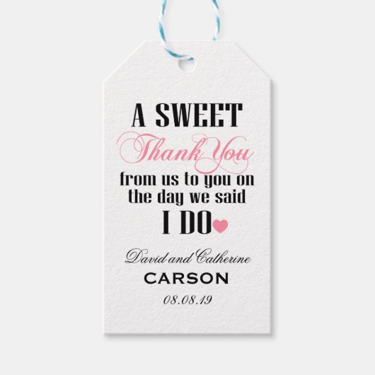 甘い感謝ユー結婚式の引き出物 ギフトタグ (正面)