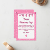 甘い抱擁：ピンク、白ロマンチックなバレンタインデー ノートカード (正面/裏面インサイチュ)