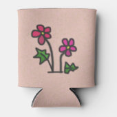 甘い描ピンク色の花 缶クーラー (正面)