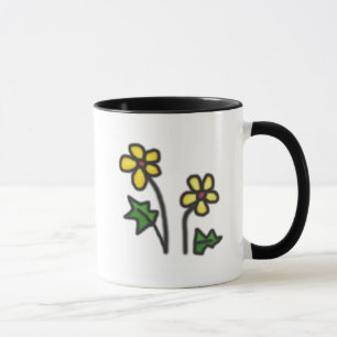 甘い描黄色の花 マグカップ