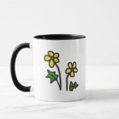 甘い描黄色の花 マグカップ (左)