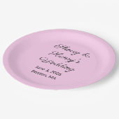 甘い文字ピンク&ブラック結婚ズ ペーパープレート (アングル)