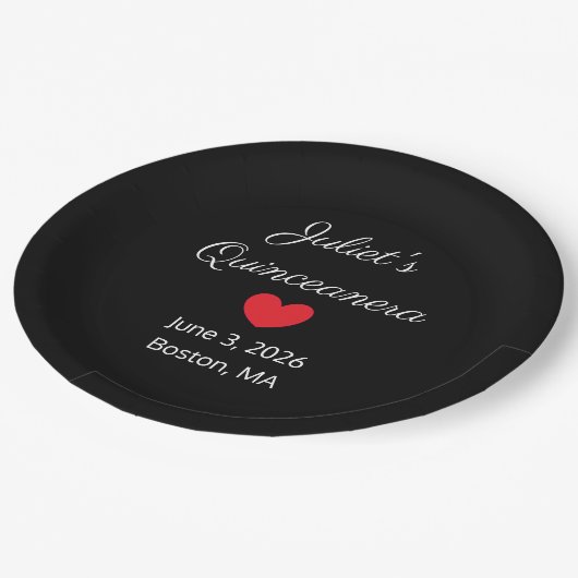 甘い文字：白の黒キンセアニェラ ペーパープレート (アングル)