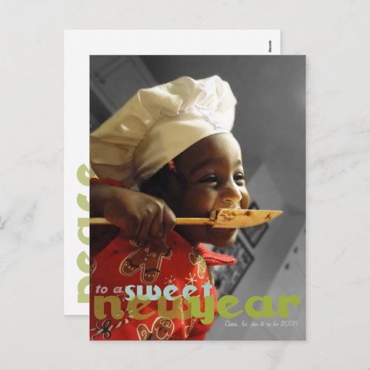 甘い新年の写真の郵便はがきを調理して下さい シーズンポストカード (正面/裏面)