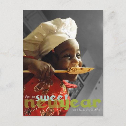 甘い新年の写真の郵便はがきを調理して下さい シーズンポストカード (正面)