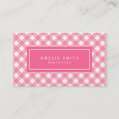 甘い明るいピンクのギンガム 名刺 (正面)