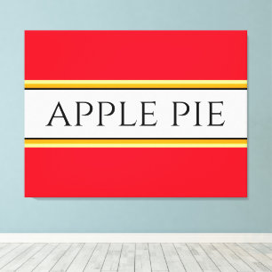 甘い明るい赤い白い黄色"アップルパイストライプ" キャンバスプリント