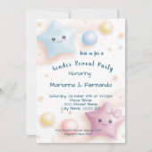 甘い星カラフル性別のパーティー 招待状 (正面)