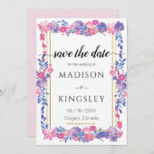 甘い春フローラ抽象芸術日付カードの保存 招待状 (正面/裏面)