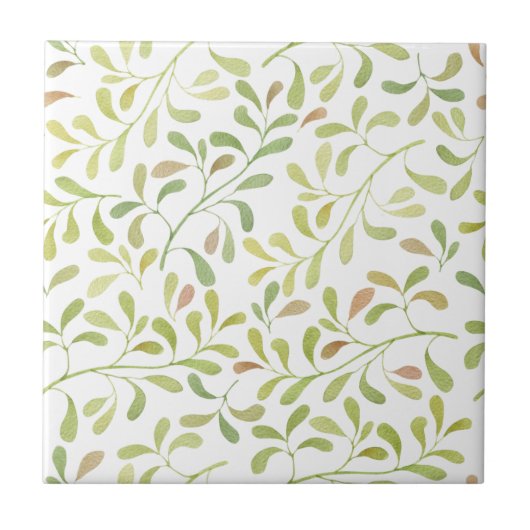 甘い春葉グリーンの白いセラミックタイル タイル (正面)