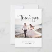 甘い書道ありがとう結婚の写真カード サンキューカード (正面)