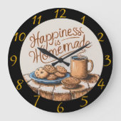 甘い朝:クッキーとコーヒー ラージ壁時計 (正面)